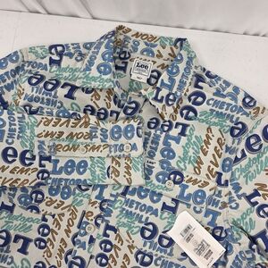 NWT LEE Workwear Heritage Chetopa Twill Logo Print Shacket Mens Medium No Iron.